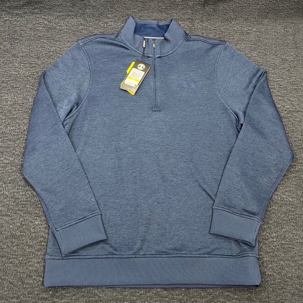 Under Armour Mens Storm ColdGear 1/4 Zip Pullover Blue Heather Medium NWT